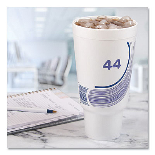 Dart Breeze Hot/Cold Insulated Foam Drinking Cups, Pedestal Cup, 44 oz, Purple/White/Blue, 300/Carton (44AJ32B)