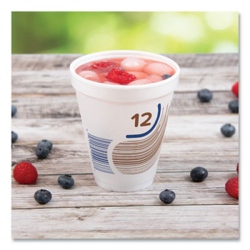 Dart Breeze Hot/Cold Insulated Foam Drinking Cups, 12 oz, Brown/White/Blue, 1,000/Carton (12J16B)