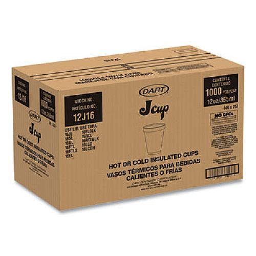 Dart Breeze Hot/Cold Insulated Foam Drinking Cups, 12 oz, Brown/White/Blue, 1,000/Carton (12J16B)