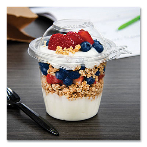 Dart SafeSeal Tamper-Resistant, Tamper Evident Bowls, Dome Lid, 12 oz, 4.36 x 8.84 x 4.52, Clear, Plastic, 256/Carton (SC12D)