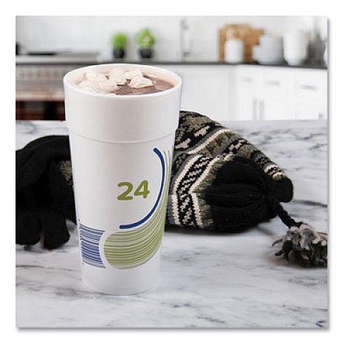 Dart Breeze Hot/Cold Insulated Foam Drinking Cups, 24 oz, Green/White/Blue, 500/Carton (24J16B)