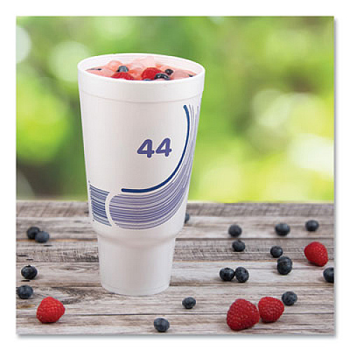 Dart Breeze Hot/Cold Insulated Foam Drinking Cups, Pedestal Cup, 44 oz, Purple/White/Blue, 300/Carton (44AJ32B)