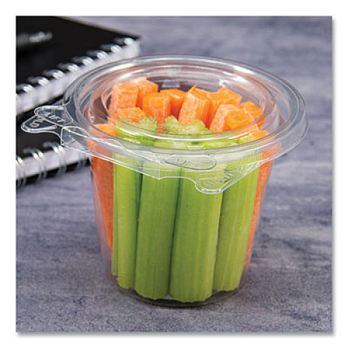 Dart SafeSeal Tamper-Resistant, Tamper Evident Bowls, Flat Lid, 12 oz, 4.36 x 8.84 x 3.51, Clear, Plastic, 256/Carton (SC12F)