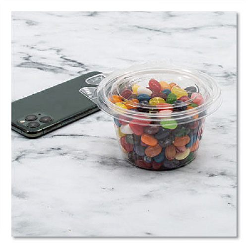 Dart SafeSeal Tamper-Resistant, Tamper Evident Bowls, Flat Lid, 8 oz, 4.6 x 8.84 x 2.49, Clear, Plastic, 272/Carton (SC8F)