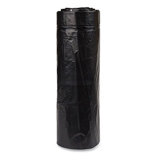 Inteplast Group Low-Density Commercial Can Liners, 60 gal, 1.2 mil, 38" x 58", Black, Interleaved Roll, 10 Bags/Roll, 10 Rolls/Carton (ECI385812K)