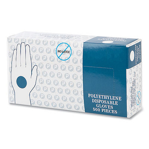 Inteplast Group Embossed Polyethylene Disposable Gloves, Powder-Free, Large, 3 mil Thick, Clear, 500/Box, 4 Boxes/Carton (GLLG2K)