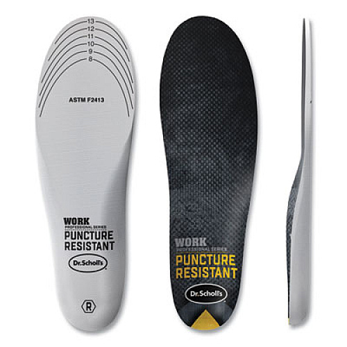 Dr. Scholl's Professional Series Work Puncture Resistant Insoles for Men, Men's Sizes 8 to 14, Black (00293)