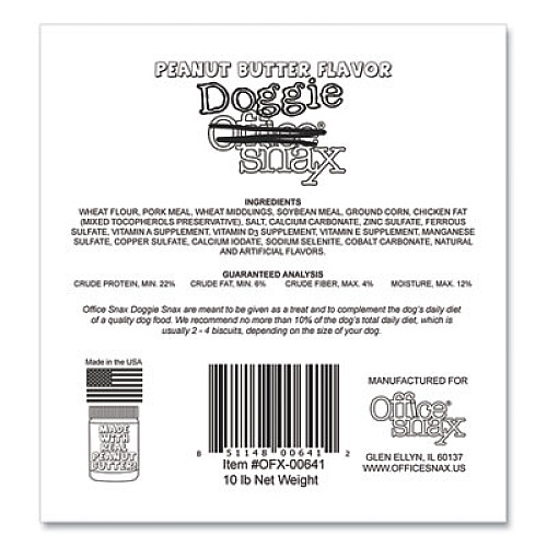 Office Snax Doggie Biscuits, Peanut Butter, 10 lb Box (00641)
