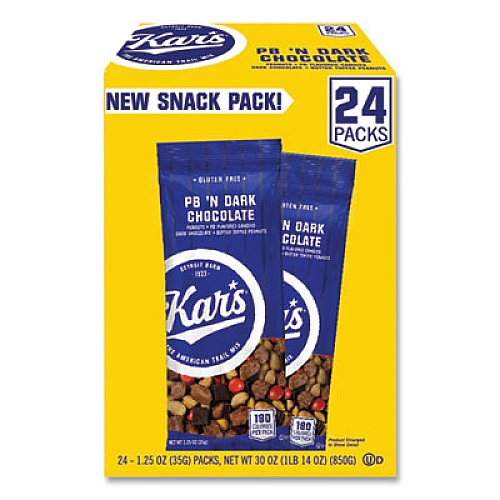 Kar's Trail Mix, Dark Chocolate/Peanut Butter, 1.25 oz Packet, 24/Box (08037)