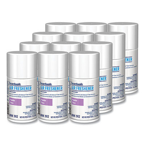 Boardwalk Metered Air Freshener Refill, Powder Mist Scent, 7 oz Aerosol Spray, 12/Carton (902)