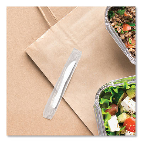 SOLO Regal Mediumweight Cutlery, Individually Wrapped, Knife, Plastic, White, 1,000/Carton (MOW20007)