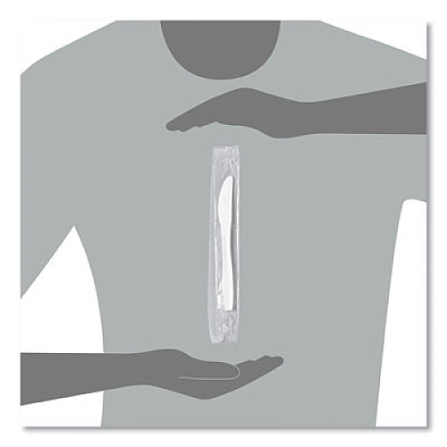 SOLO Regal Mediumweight Cutlery, Individually Wrapped, Knife, Plastic, White, 1,000/Carton (MOW20007)