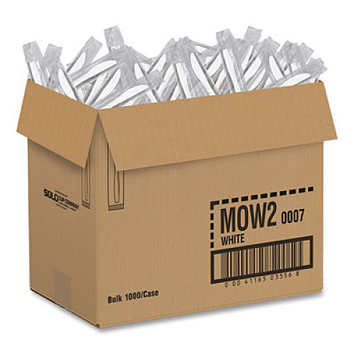 SOLO Regal Mediumweight Cutlery, Individually Wrapped, Knife, Plastic, White, 1,000/Carton (MOW20007)