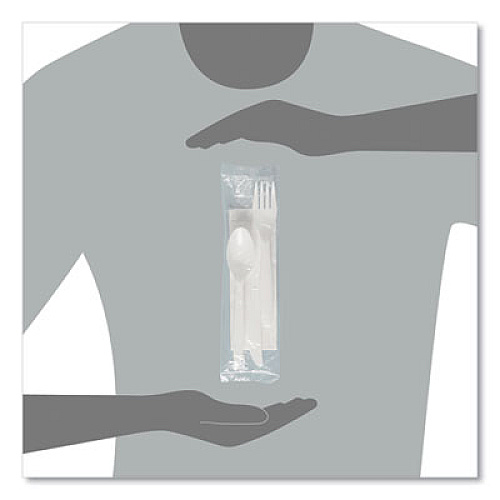 SOLO Regal Mediumweight Cutlery Kit, Individually Wrapped, Fork/Knife/Napkin/Spoon, Plastic, White, 250/Carton (MOW9Y0007)