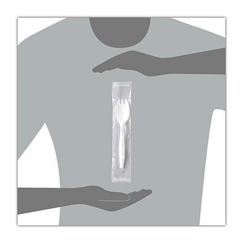 SOLO Regal Mediumweight Cutlery, Individually Wrapped, Spork, Plastic, White, 1,000/Carton (MOW60007)