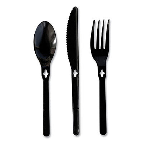 Fork WeGo Polystyrene, Fork, Plastic, Black, 1,000/Carton (54101101)