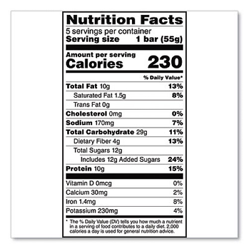 A.M. RXBAR Adult Bars, Honey Cinnamon Peanut Butter, 1.9 oz Bar, 5 Bars/Packs, 2 Packs/Carton (60000748)