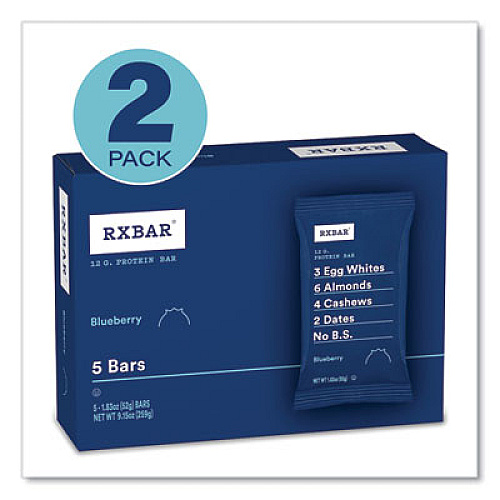 RXBAR Adult Bars, Blueberry, 1.83 oz Bar, 5 Bars/Box, 2 Boxes/Carton (60000741)