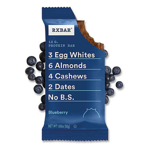 RXBAR Adult Bars, Blueberry, 1.83 oz Bar, 5 Bars/Box, 2 Boxes/Carton (60000741)