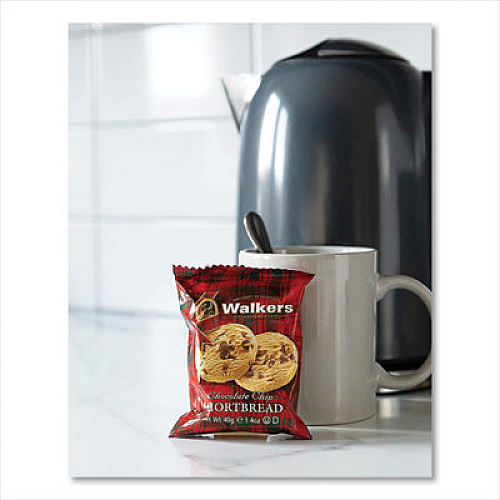 Walkers Shortbread Cookies, Chocolate Chip, 1.4 oz Pack, 2/Pack, 20 Packs/Box (1537D)