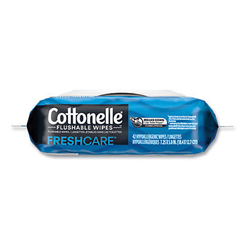 Cottonelle Fresh Care Flushable Cleansing Cloths, 1-Ply, 3.75 x 5.5, White, 42/Pack, 12 Packs/Carton (44932CT)