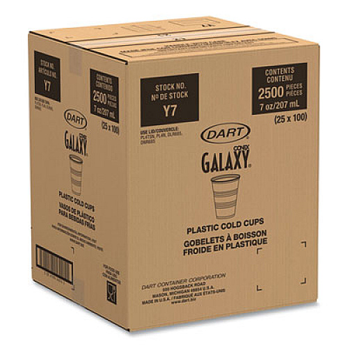 Dart High-Impact Polystyrene Cold Cups, 7 oz, Plastic, Translucent, 100/Pack (Y7PK)