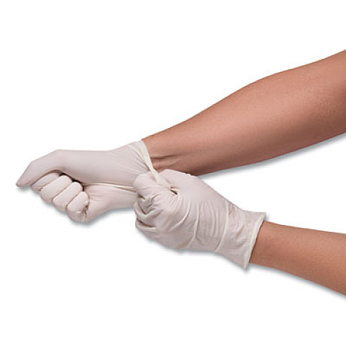 SemperCare Stretch Vinyl Examination Gloves, Powder-Free, Medium, 5 mil Thick, 9.45" Long, Cream, 100/Box (SCVNP103BX)