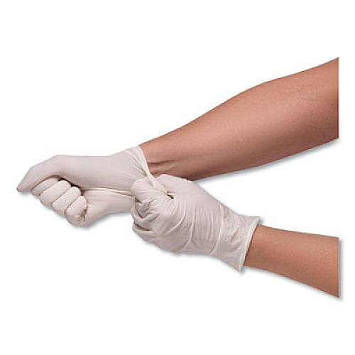 SemperCare Stretch Vinyl Examination Gloves, Powder-Free, Medium, 5 mil Thick, 9.45" Long, Cream, 100/Box, 10 Boxes/Carton (SCVNP103)