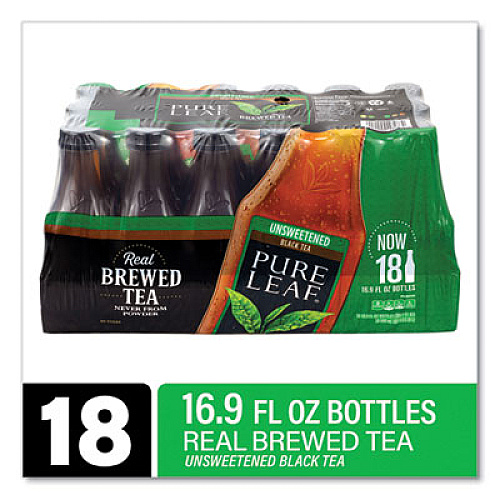 Lipton Pure Leaf Unsweetened Iced Black Tea, 16.9 oz Bottle, 18/Carton (22002027)