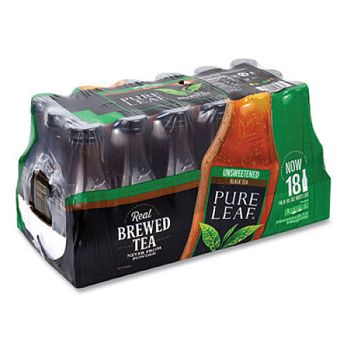 Lipton Pure Leaf Unsweetened Iced Black Tea, 16.9 oz Bottle, 18/Carton (22002027)
