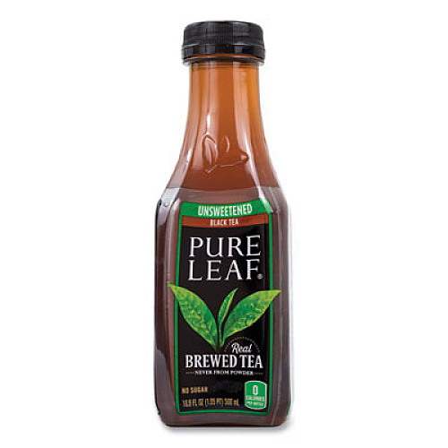 Lipton Pure Leaf Unsweetened Iced Black Tea, 16.9 oz Bottle, 18/Carton (22002027)