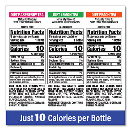 diet Snapple Ice Tea Variety Pack, Assorted Flavors, 20 oz Bottle, 24/Carton (22002043)