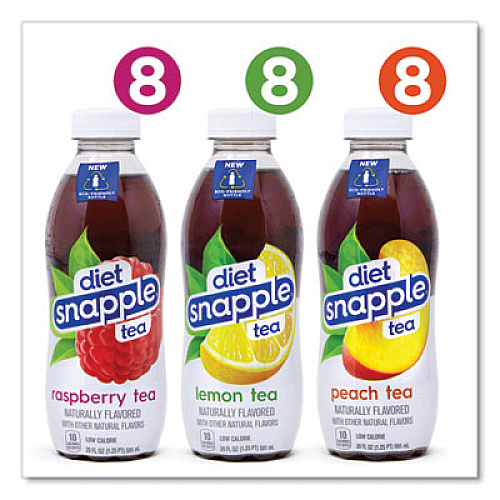 diet Snapple Ice Tea Variety Pack, Assorted Flavors, 20 oz Bottle, 24/Carton (22002043)