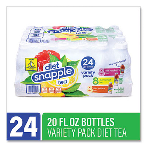 diet Snapple Ice Tea Variety Pack, Assorted Flavors, 20 oz Bottle, 24/Carton (22002043)