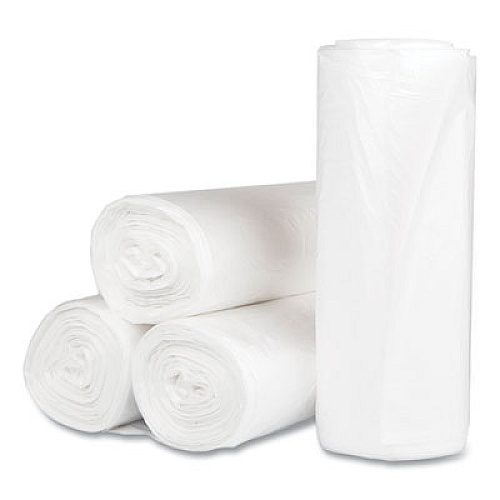 Inteplast Group High-Density Commercial Can Liners, 60 gal, 17 mic, 38" x 60", Clear, Interleaved Roll, 25 Bags/Roll, 8 Rolls/Carton (S386017N)