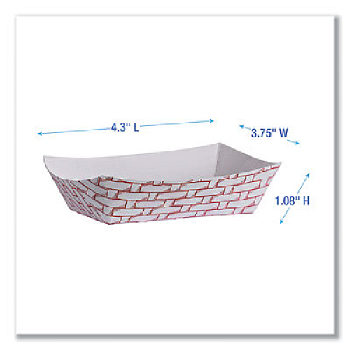 Boardwalk Paper Food Baskets, 6 oz Capacity, 3.78 x 4.3 x 1.08, Red/White, 1,000/Carton (30LAG040)