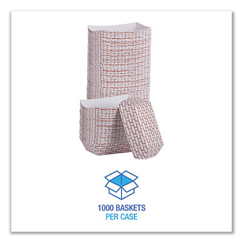 Boardwalk Paper Food Baskets, 6 oz Capacity, 3.78 x 4.3 x 1.08, Red/White, 1,000/Carton (30LAG040)