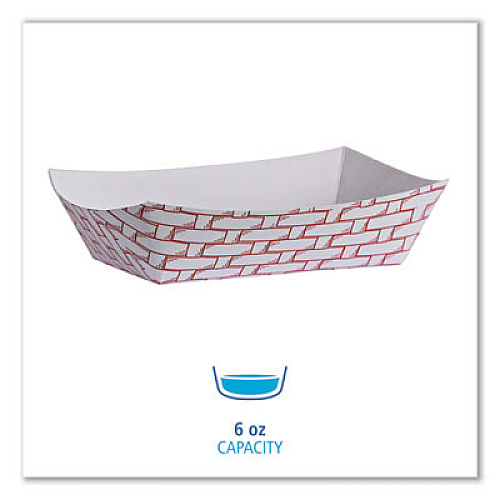 Boardwalk Paper Food Baskets, 6 oz Capacity, 3.78 x 4.3 x 1.08, Red/White, 1,000/Carton (30LAG040)