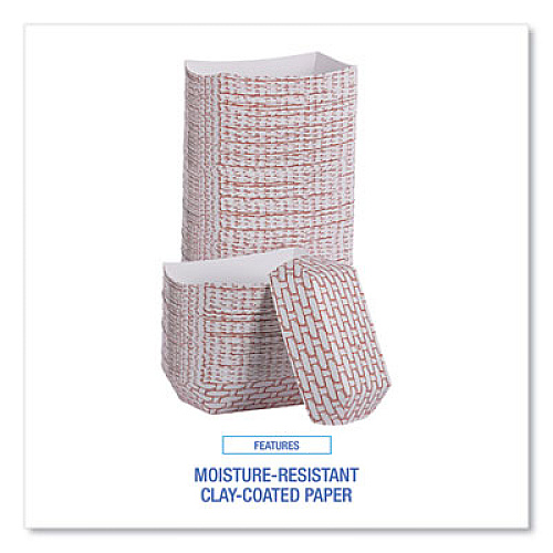 Boardwalk Paper Food Baskets, 6 oz Capacity, 3.78 x 4.3 x 1.08, Red/White, 1,000/Carton (30LAG040)