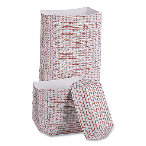 Boardwalk Paper Food Baskets, 6 oz Capacity, 3.78 x 4.3 x 1.08, Red/White, 1,000/Carton (30LAG040)