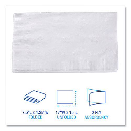 Boardwalk 1/8-Fold Dinner Napkins, 2-Ply, 15 x 17, White, 150/Pack, 20 Packs/Carton (8321W)