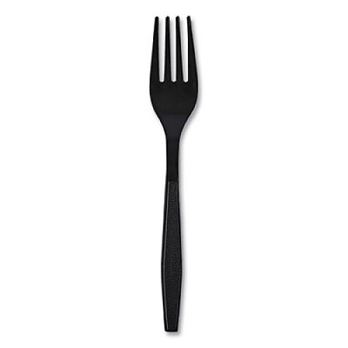 Boardwalk Heavyweight Wrapped Polypropylene Cutlery, Fork, Plastic, Black, 1,000/Carton (FORKHWPPBIW)