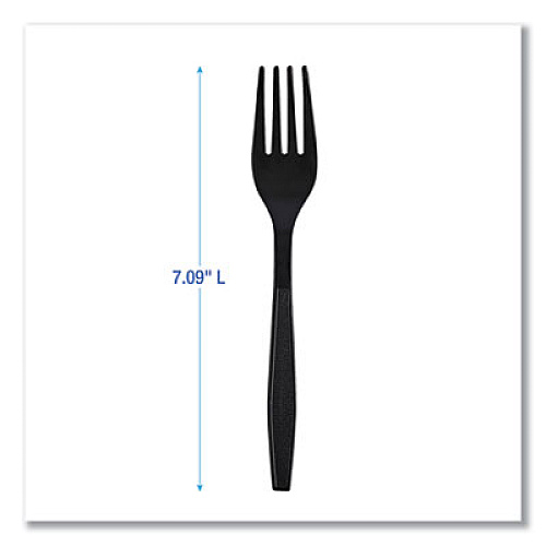 Boardwalk Heavyweight Wrapped Polypropylene Cutlery, Fork, Plastic, Black, 1,000/Carton (FORKHWPPBIW)