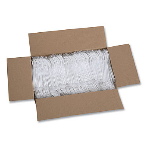 Boardwalk Heavyweight Wrapped Polypropylene Cutlery, Fork, Plastic, White, 1,000/Carton (FORKHWPPWIW)