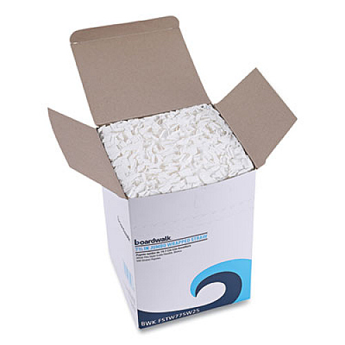 Boardwalk Flexible Wrapped Straws, 7.75", Plastic, White, 500/Pack, 20 Packs/Carton (FSTW775W25)