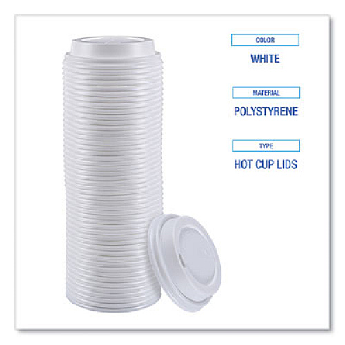 Boardwalk Hot Cup Lids, Fits 8 oz Hot Cups, Plastic, White, 50/Sleeve, 20 Sleeves/Carton (HOTWH8)