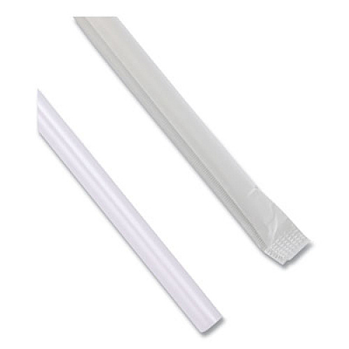 Boardwalk Wrapped Jumbo Straws, 7.75", Polypropylene, Clear, 500/Pack, 24 Packs/Carton (JSTW775CLR)