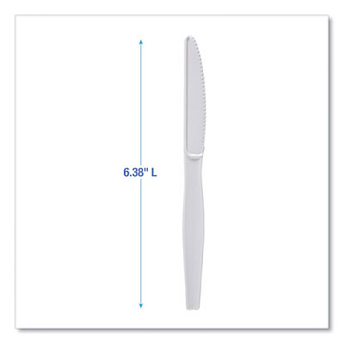 Boardwalk Heavyweight Polystyrene Cutlery, Knife, Plastic, White, 1,000/Carton (KNIFEHW)