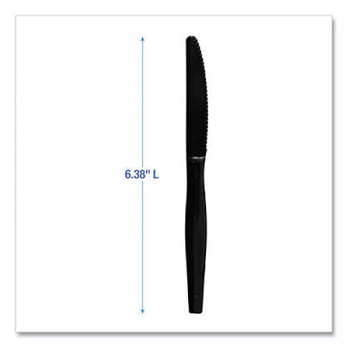 Boardwalk Heavyweight Polystyrene Cutlery, Knife, Plastic, Black, 1,000/Carton (KNIFEHWBLA)