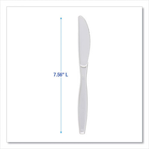 Boardwalk Heavyweight Polypropylene Cutlery, Knife, Plastic, White, 1,000/Carton (KNIFEHWPPWH)